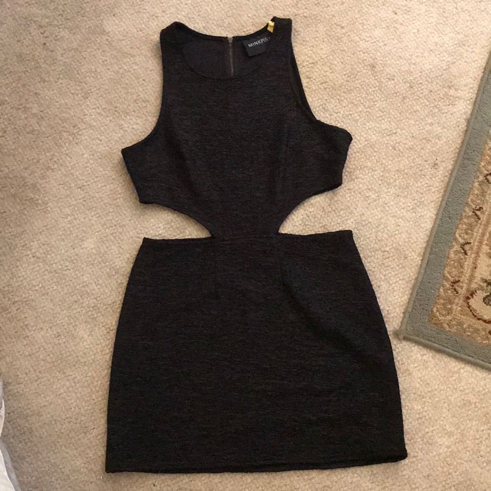 Minkpink black textured cutout dress